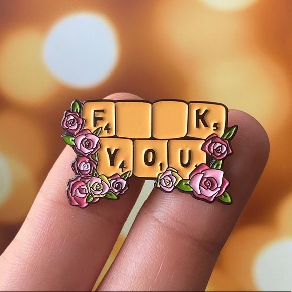 F You Scrabble Words Enamel Pin/ Brooch - Picture 1 of 6